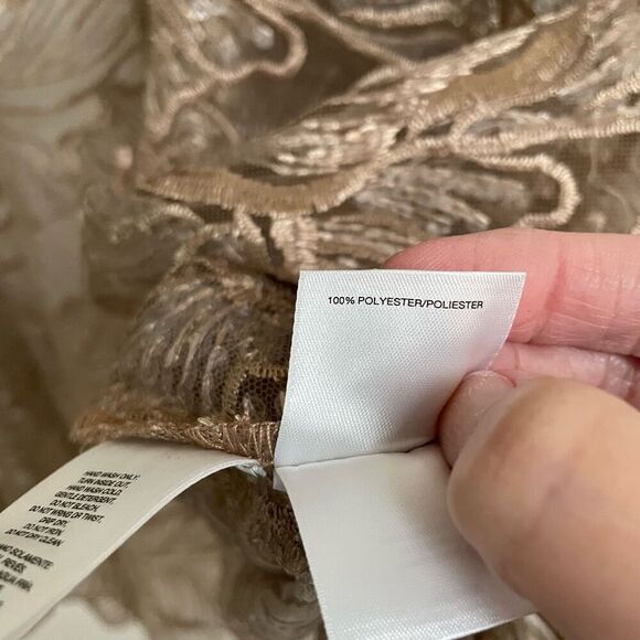 Anne Klein sheer latte sequin embroidered layering kimono women’s L/XL Fairycore - Picture 13 of 14